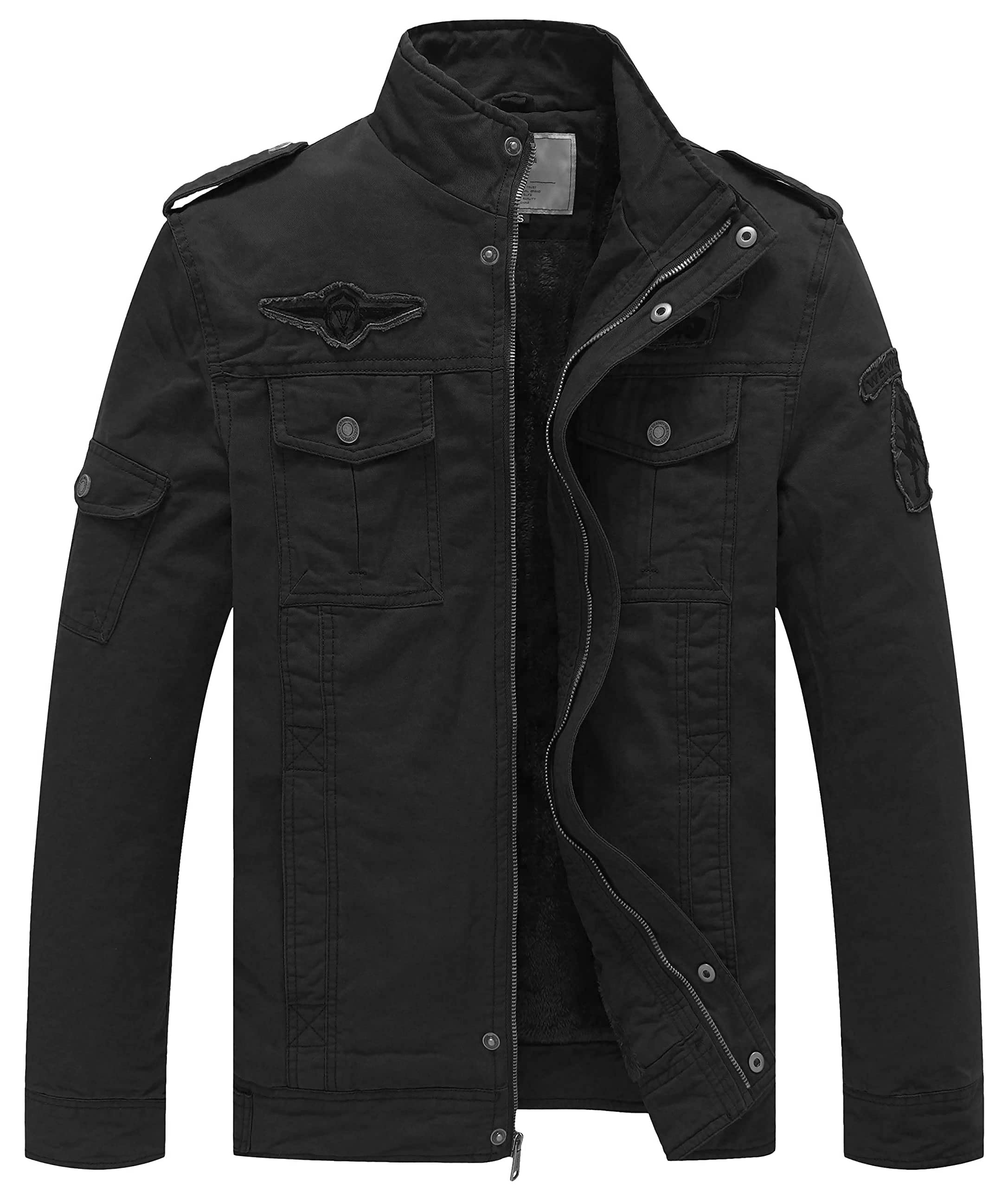 WenVen Men's Military Jacket Fleece Lined Winter Puffer Coat Cotton Windbreaker Parka