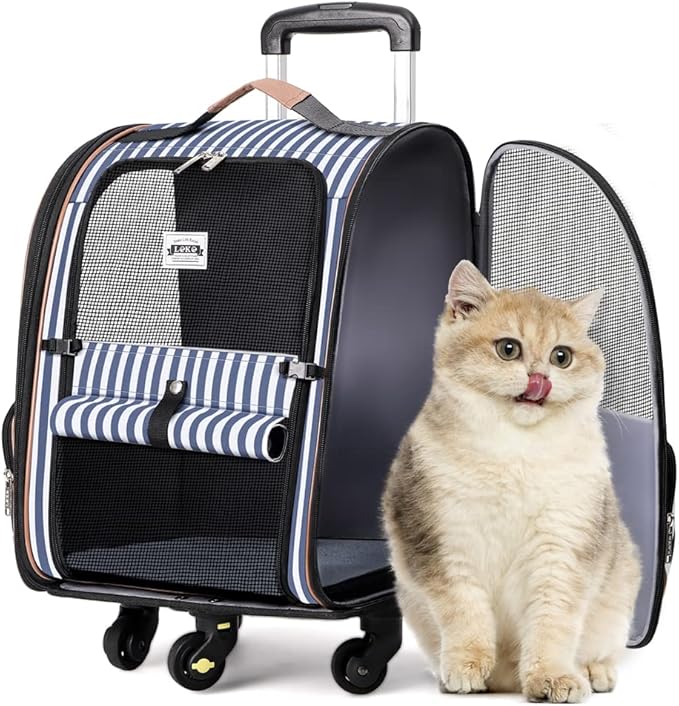 Lekesky Pet Backpack Carrier with wheels,Cat Backpack Carrier Rolling Pet Carrier Backpack for