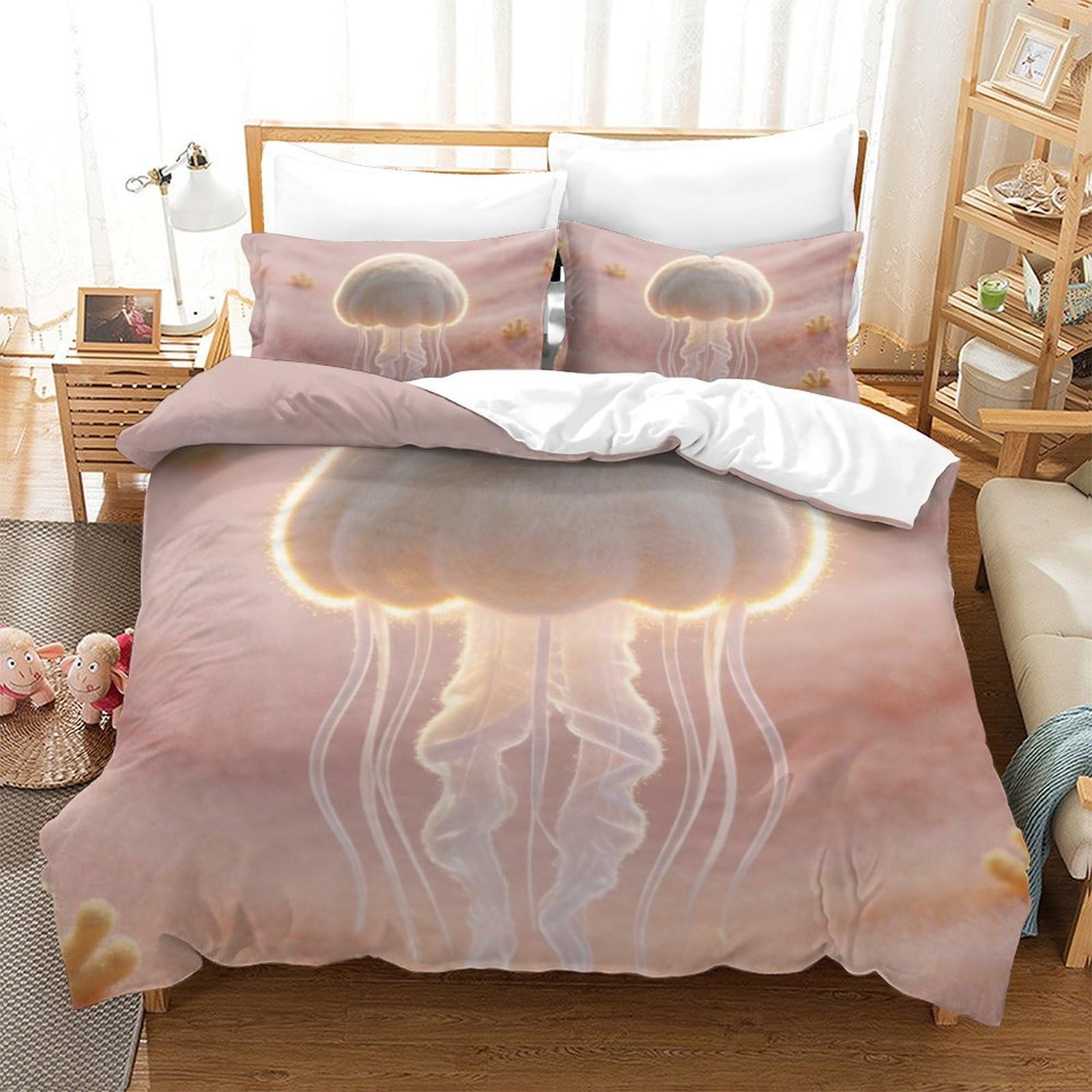 Housse de Couette Méduse 3D au Toucher Soyeux et Impression Haute Définition
