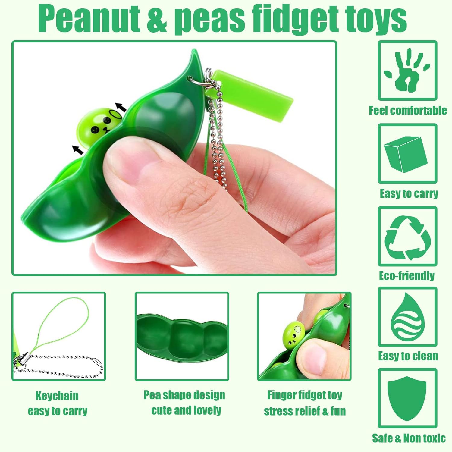 PLAYGOGYM Squeeze Peanut Peas Popper Keychain Toys Anxiety Stress Relief Flippy Chain Toys for Children and Adults : Toys & Games