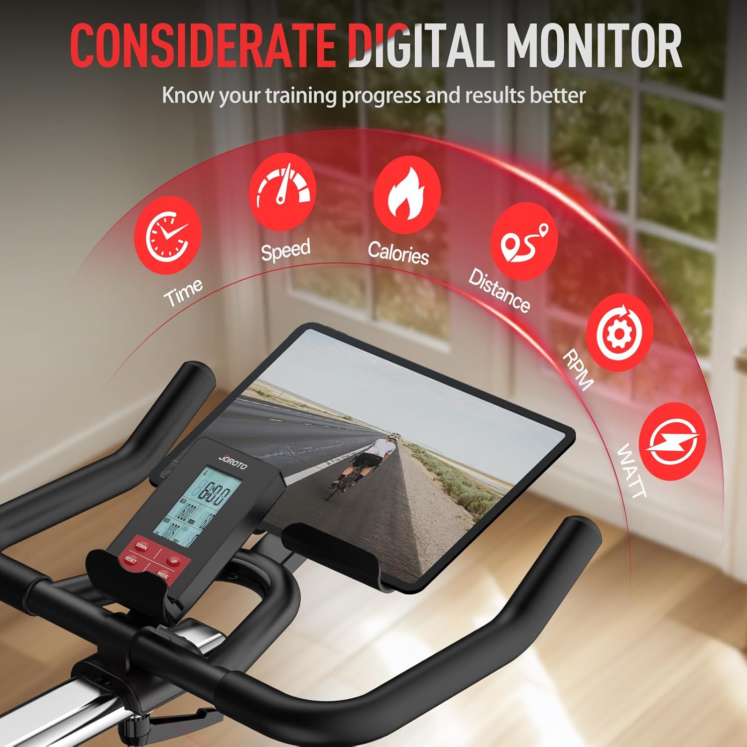 JOROTO Magnetic Exercise Bike, Professional Indoor Cycling Bike, Spinning Bike with Bluetooth and Self-Developed App, 350lbs Weight Capacity & 40 lbs Dual Flywheel, Workout Equipment for Home Gym - Image 7