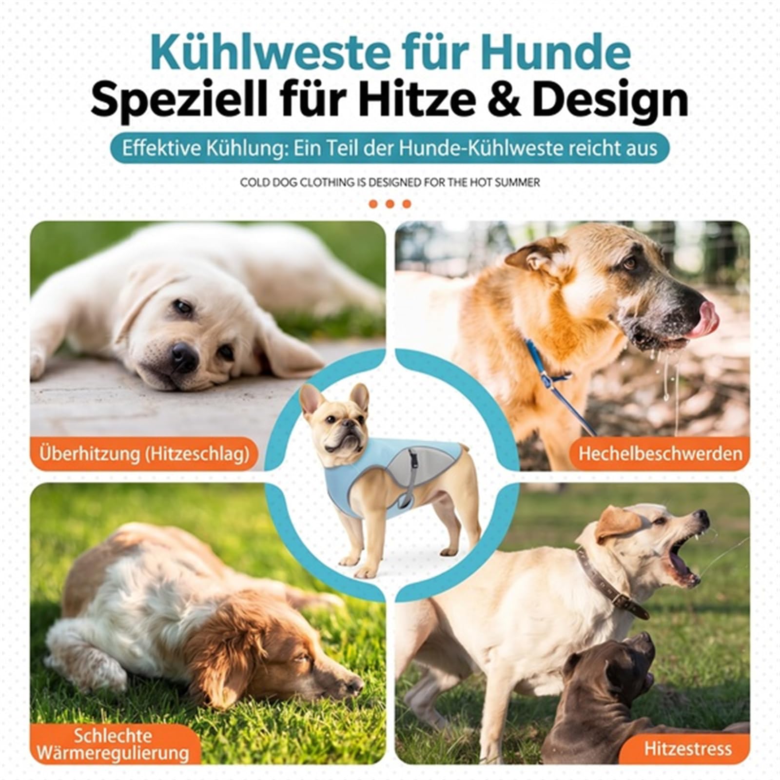 Truepet Kühlweste für Hunde Sommerweste für Outdoor und Training | Verdunstungskühlung für warme Tage mit leichtem Sitz reflektierenden Details und Bewegungsfreiheit im Freien