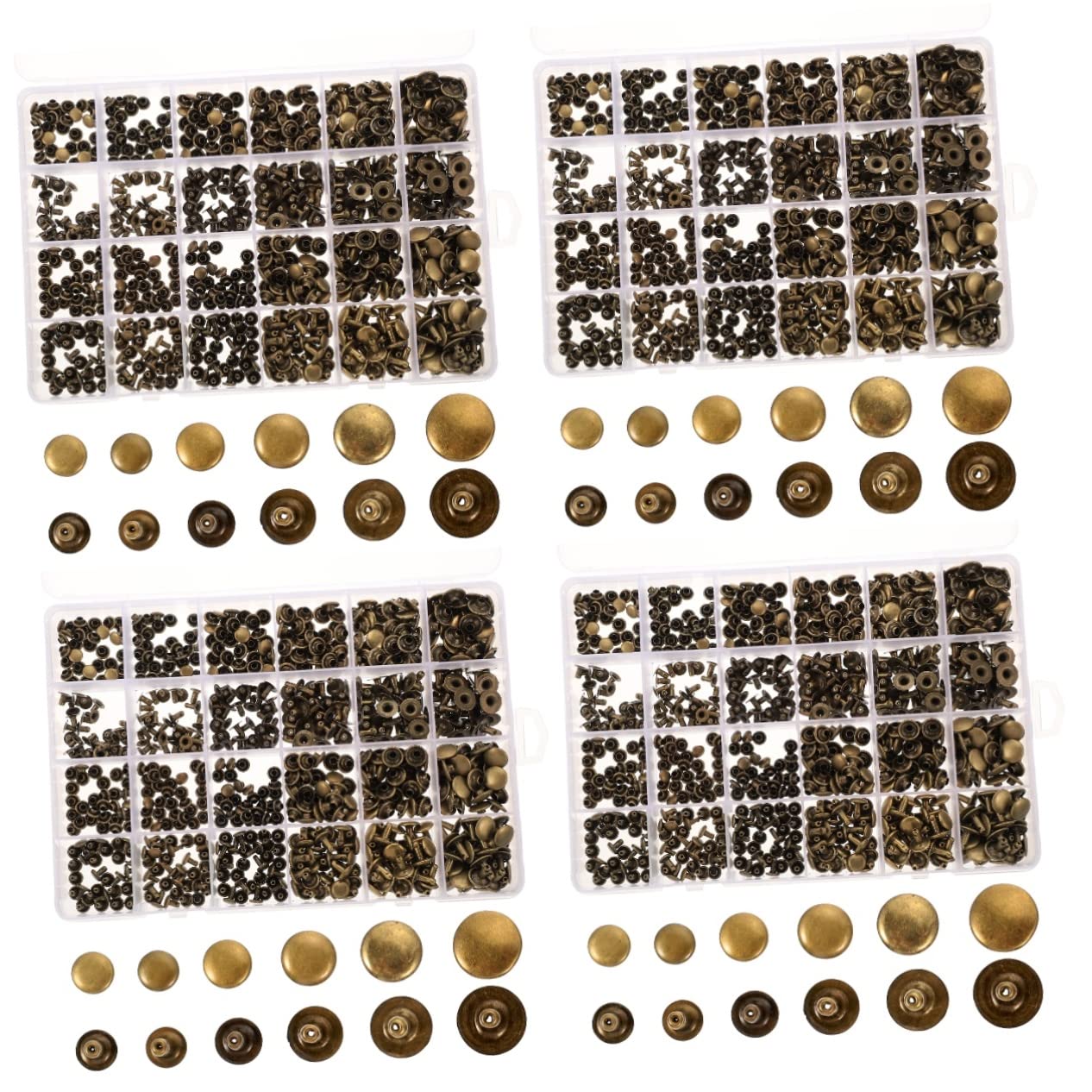 Gadpiparty Remaches Metálicos Doble Tapa Para Reparación De Bolsos De Remaches Tubulares Resistentes La Oxidación Con Caja De Almacenamiento Para Decorar Y Reparar 360 Piezas*4
