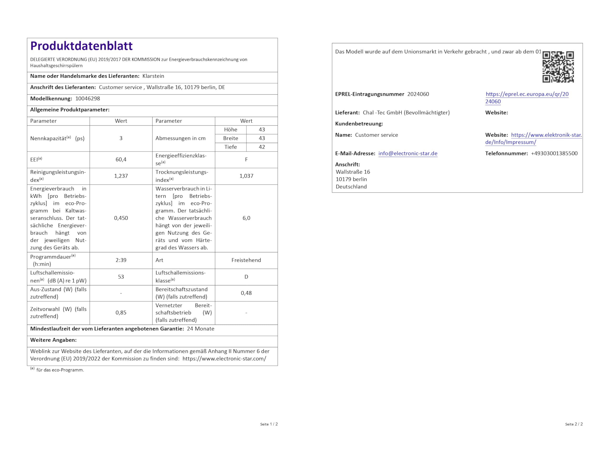 Klarstein SilentScrub Tischgeschirrspüler - kompakte & tragbare Tischspülmaschine für 3 Gedecke, 7 Programme & digitaler Touchscreen - leiser Betrieb bei 55 dB