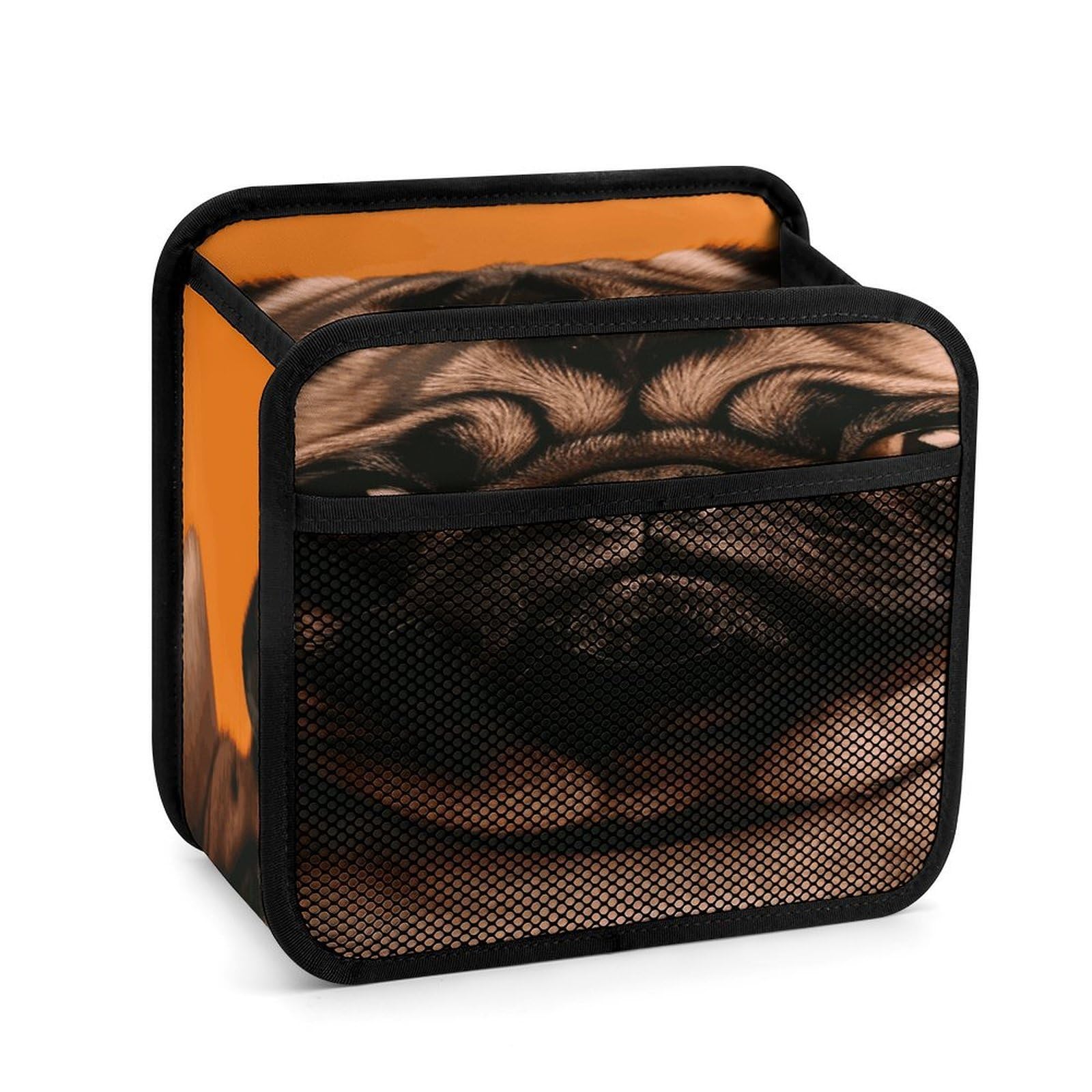 Btcowzrv Style A Pug Car Seat Back Organizer, Pu Leather Hanging Backseat Car Organizer With Elastic Mesh Pocket, Storage Bag For Most Vehicles
