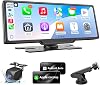Pantalla Carplay HK5 para Auto, 10.26'' HD Inalámbrico Apple Carplay y Android Auto | con Cámara de Respaldo 1080P, Visión Nocturna, Pantalla Carplay para Navegación GPS/Mirror Link/Siri/FM (Sin Cámara Frontal) 1