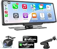 25HOURS HK5 10.26" Wireless Apple CarPlay & Android Auto Screen with 1080P Backup Camera - HD Touchscreen, Mirror Link, Siri, FM