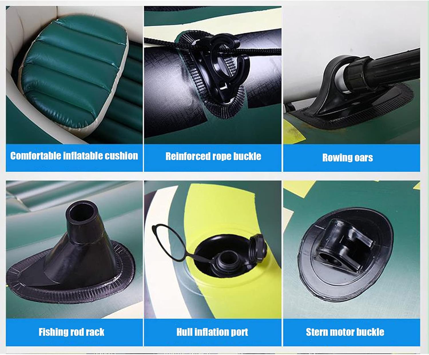 Inflatable Boat with Oars 2/3/4 Person, Inflatable Boats for Adults, Inflatable Rafts for Rivers, Fishing Dinghy