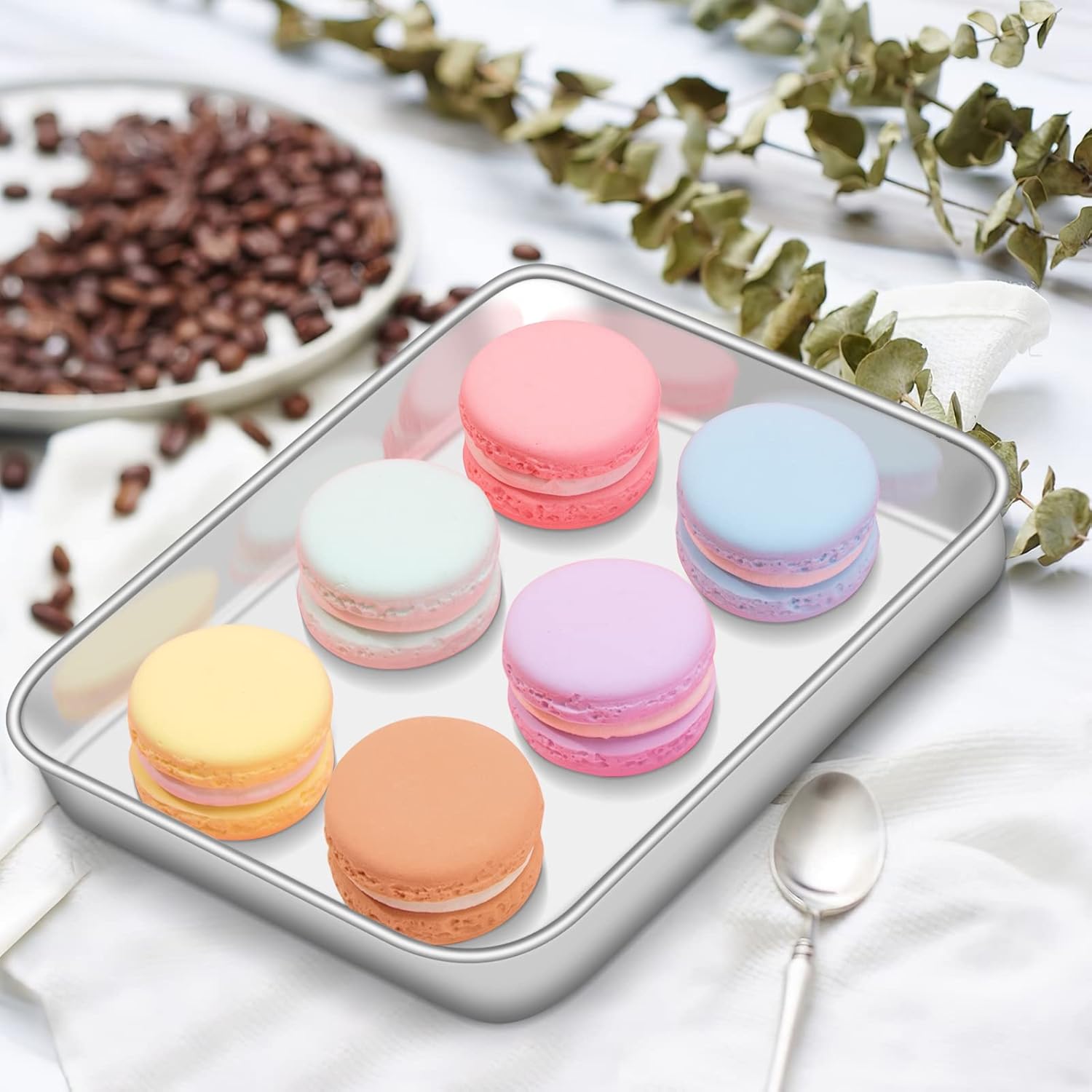 Deedro Baking Sheet with Rack Set [2 Sheets + 2 Racks], Stainless Steel Cookie Half Sheets Baking Pan Oven Tray with Cooling Rack, 9 x 7 x 1 Inch, Heavy Duty, Non-toxic, Easy Clean - Image 7