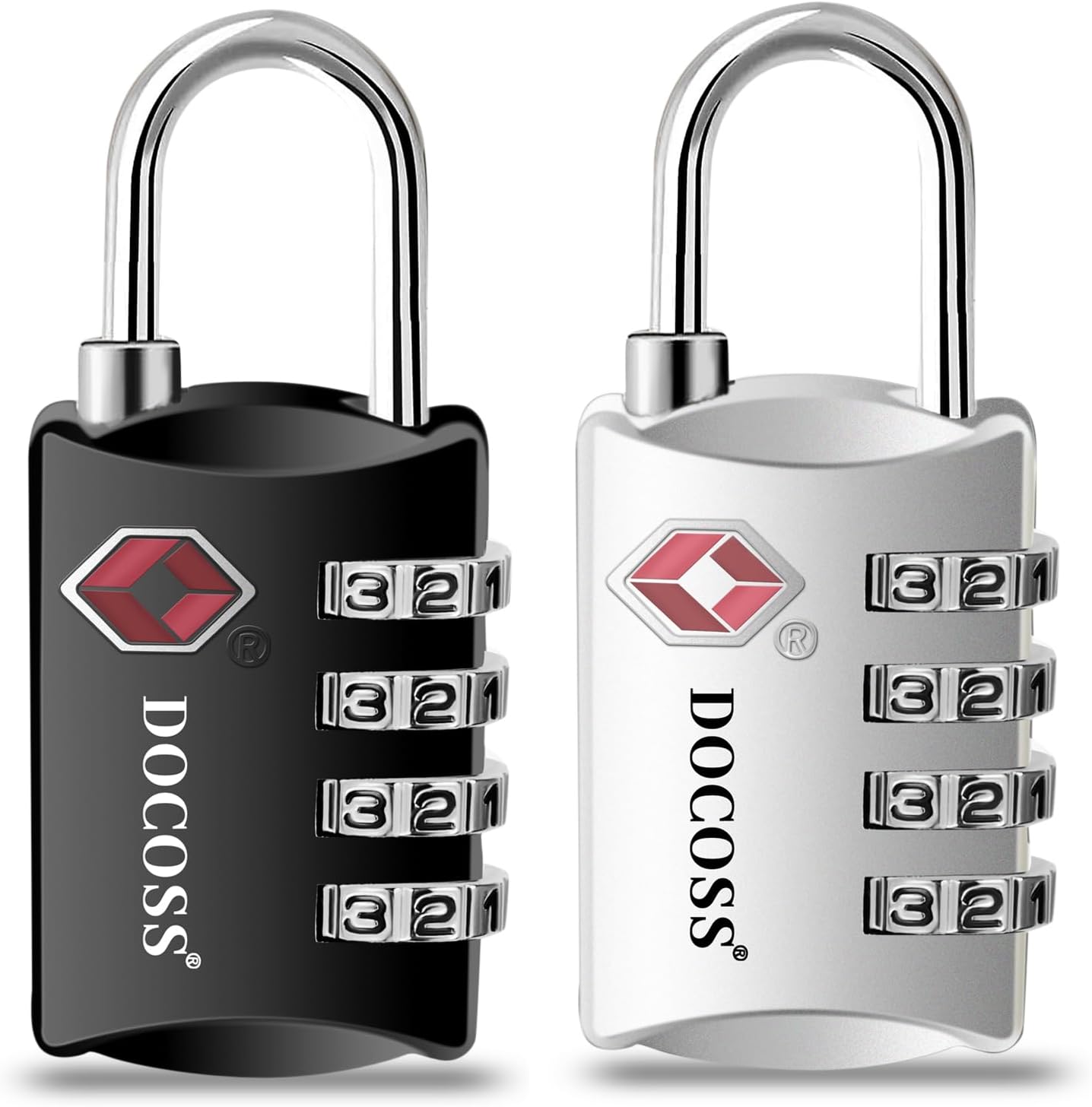 Set of 2-309-Metal TSA Lock 4 Digit for Luggage Bag Number Password Travel Locks(Black)