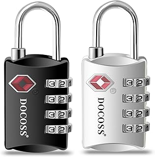 DOCOSS-Set of 2-309-Metal TSA Lock 4 Digit for Luggage Bag Number Password Travel Locks(Black)