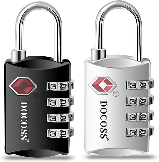 DOCOSS-Set of 2-309-Metal TSA Lock 4 Digit for Luggage Bag Number Password Travel Locks(Black)