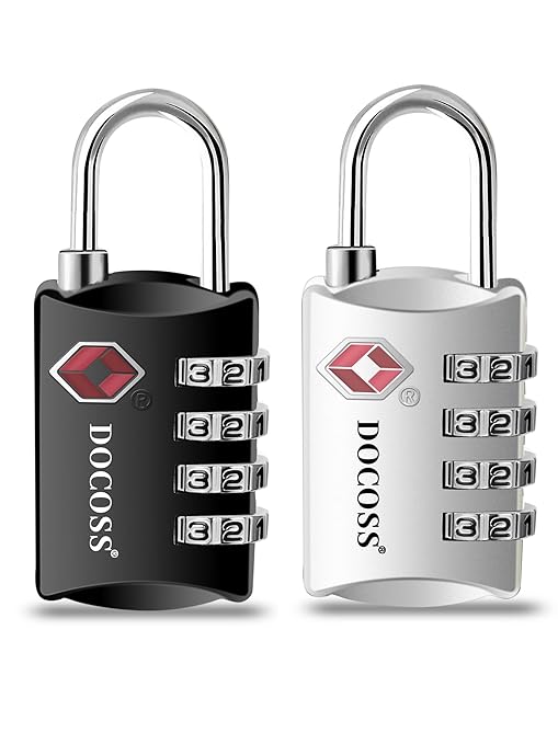 Set of 2-309-Metal TSA Approved Lock 4 Digit for Luggage Bag Number Password Travel Locks(Black)