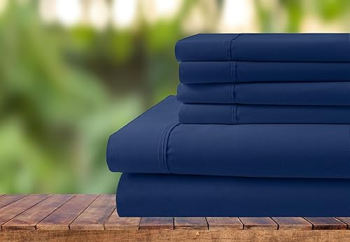 Miniatura 8 de Neerahi Juego de ropa de cama de 6 piezas, juego de sábanas de algodón de 1000 hilos, bolsillo extra profundo de 28 pulgadas, tejido de satén nítido