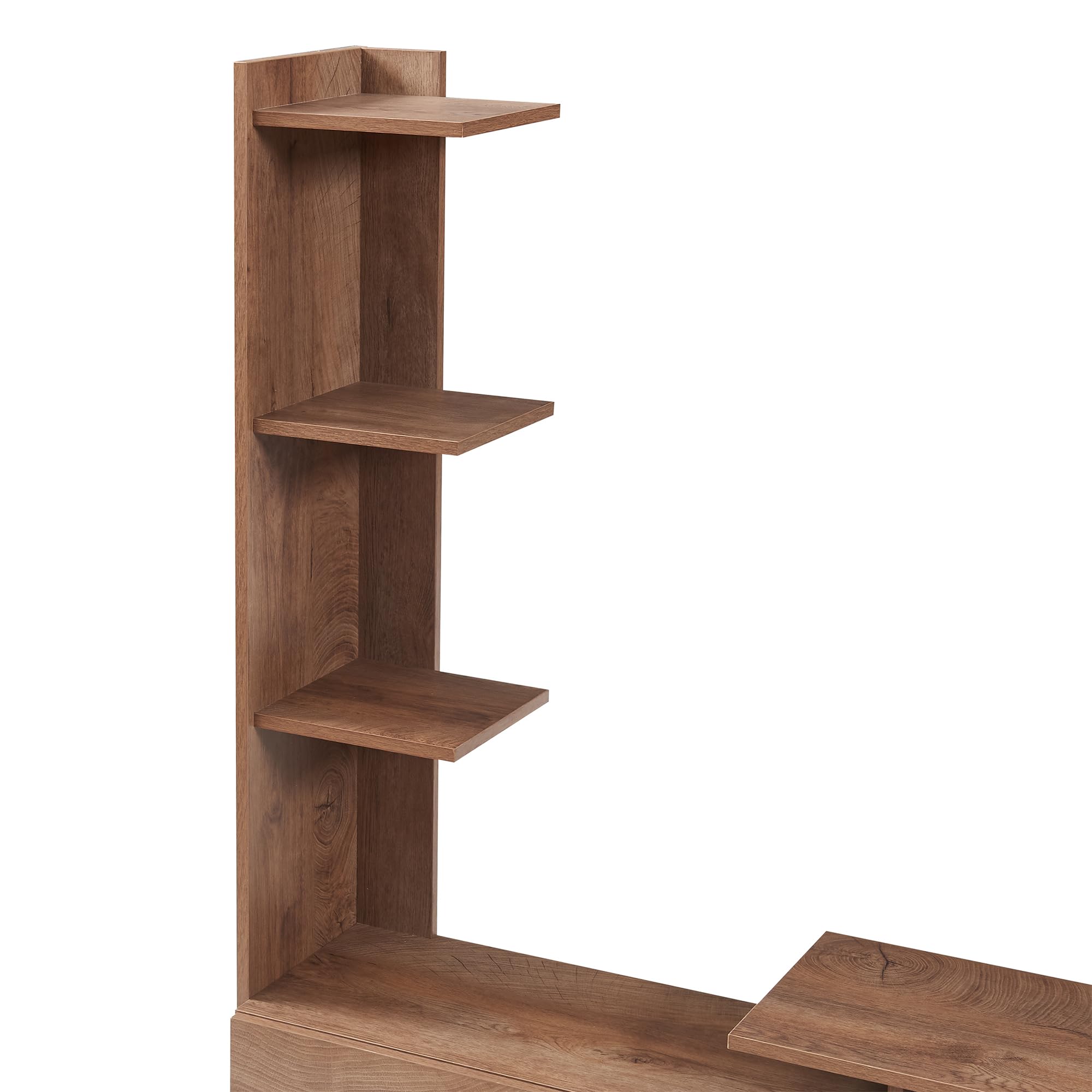 [en.casa] Mobile Porta TV con 6 Ripiani Laterali Stand Multimediale a 2 Vani Chiusi con Ante a Ribalta Scomparto Aperto 233x31x141 cm Soggiorno - Effetto Noce