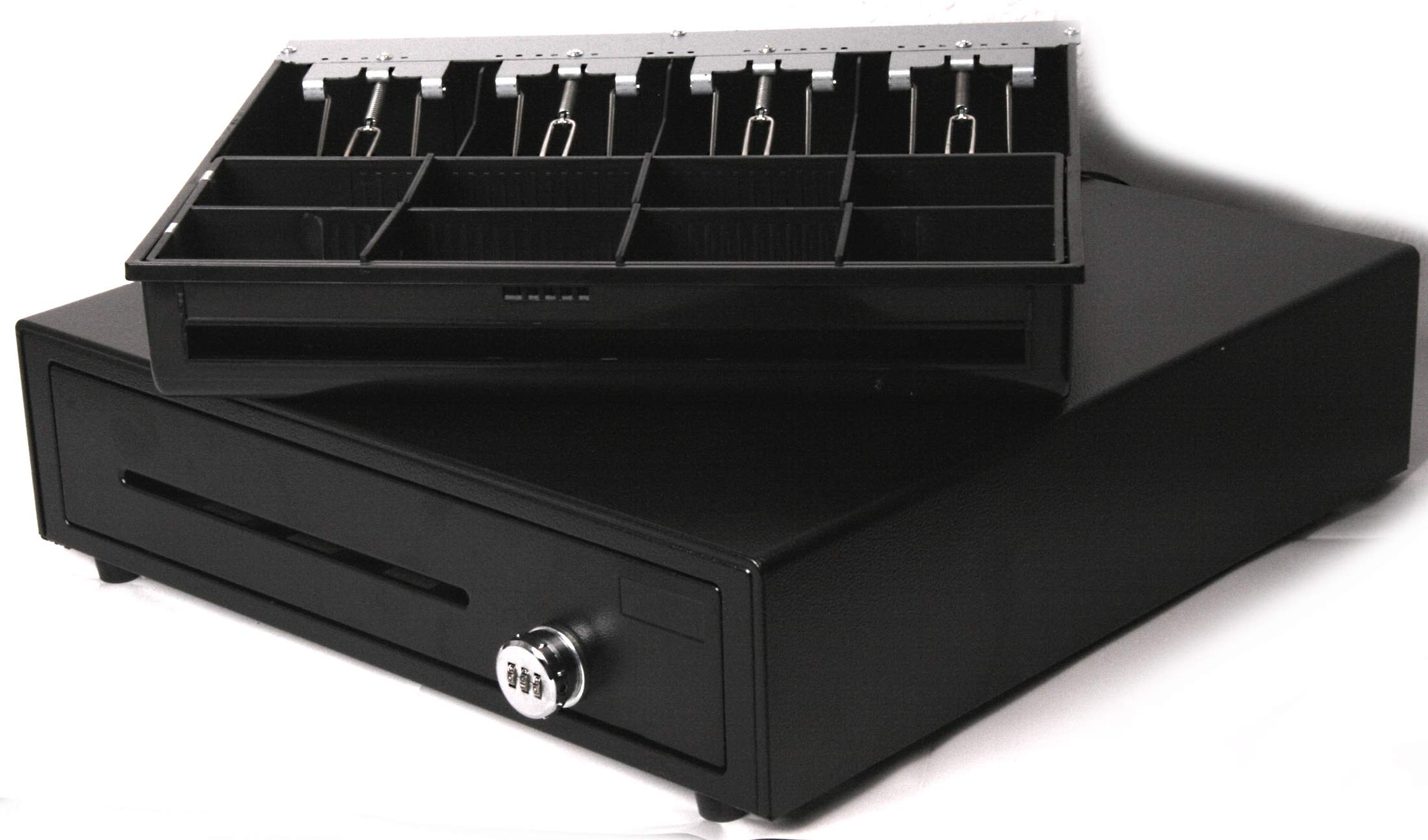 Kassenlade iQCash410ZS mit Zahlenschloss, RJ11/RJ12 410x415x100 mm, Schwarz, Geldlade Geldschublade Kassenschublade