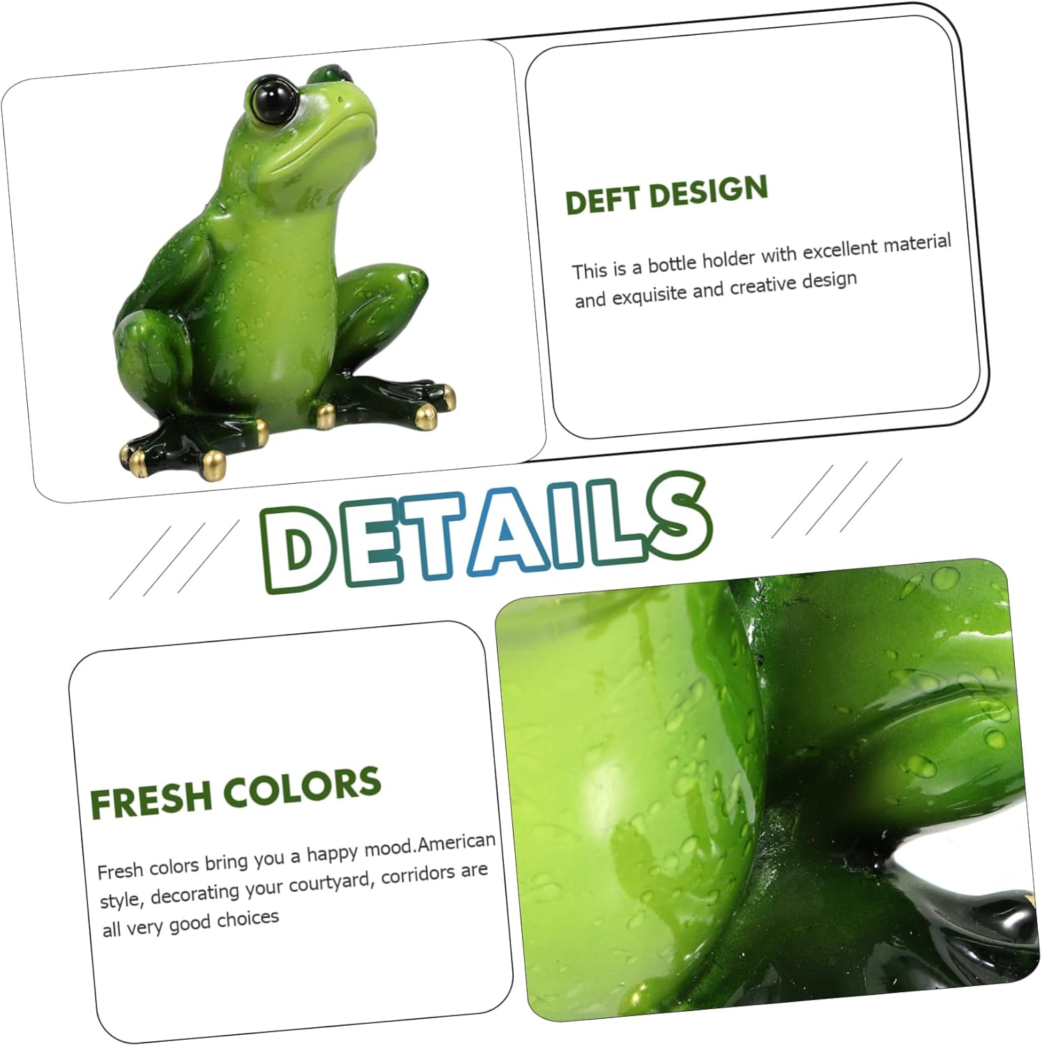 Cabilock 1pc Frog Wine Rack Shelf Wine Rack Countertop Rustic Accessories Frog Bottle Holder Figure Single Craft Ornament Bottle Decor Green Resin