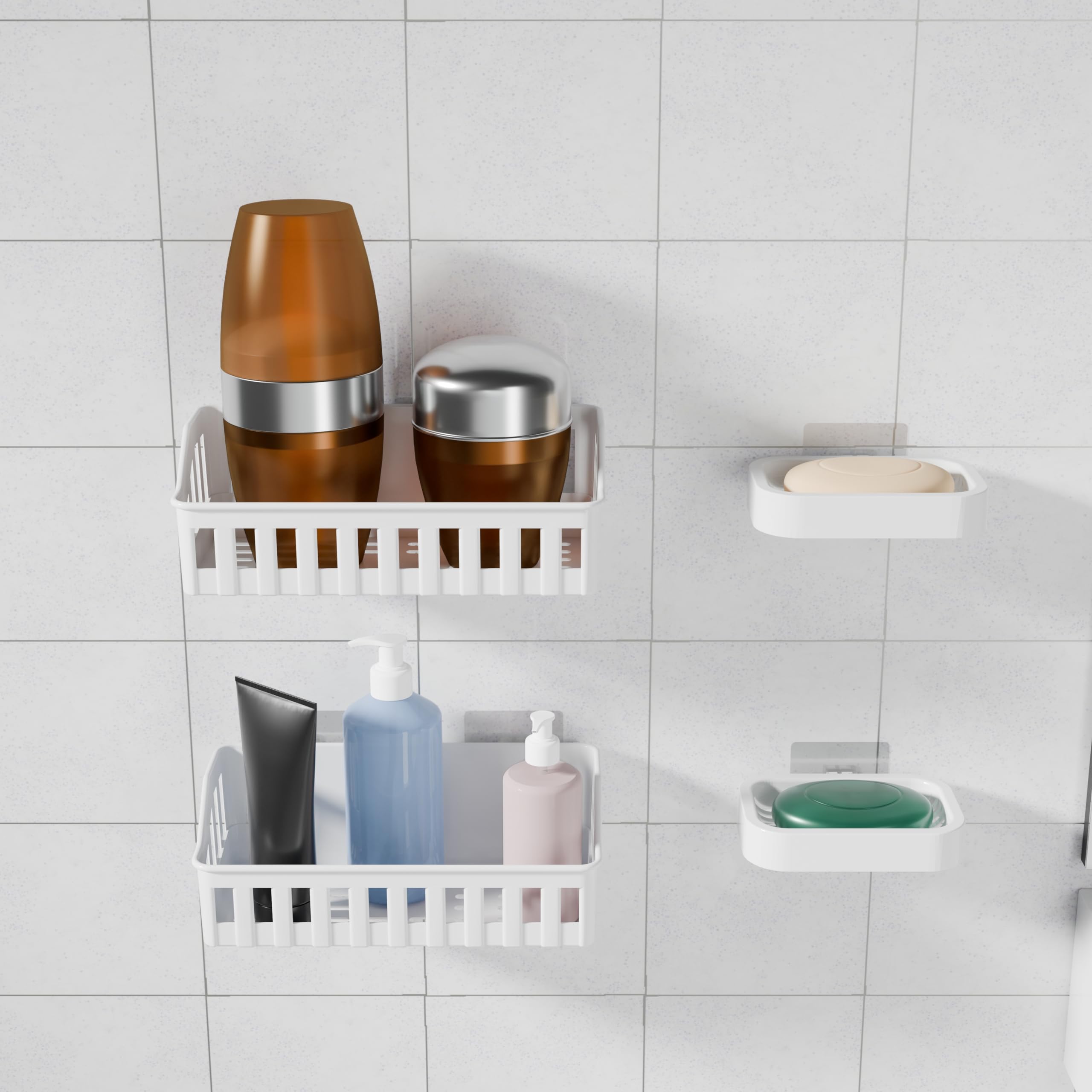 StyleX Store Wall Shelves Kitchen Bathroom Shelf Self-Adhesive Sticker Hook Multipurpose Wall Holder Bathroom Storage Rack Box Strong Shower Rack Shelf (2 Shelves+ 2 Shop Dish) (Plastic) (B0CCSG1P44) Amazon Price History, Amazon Price Tracker