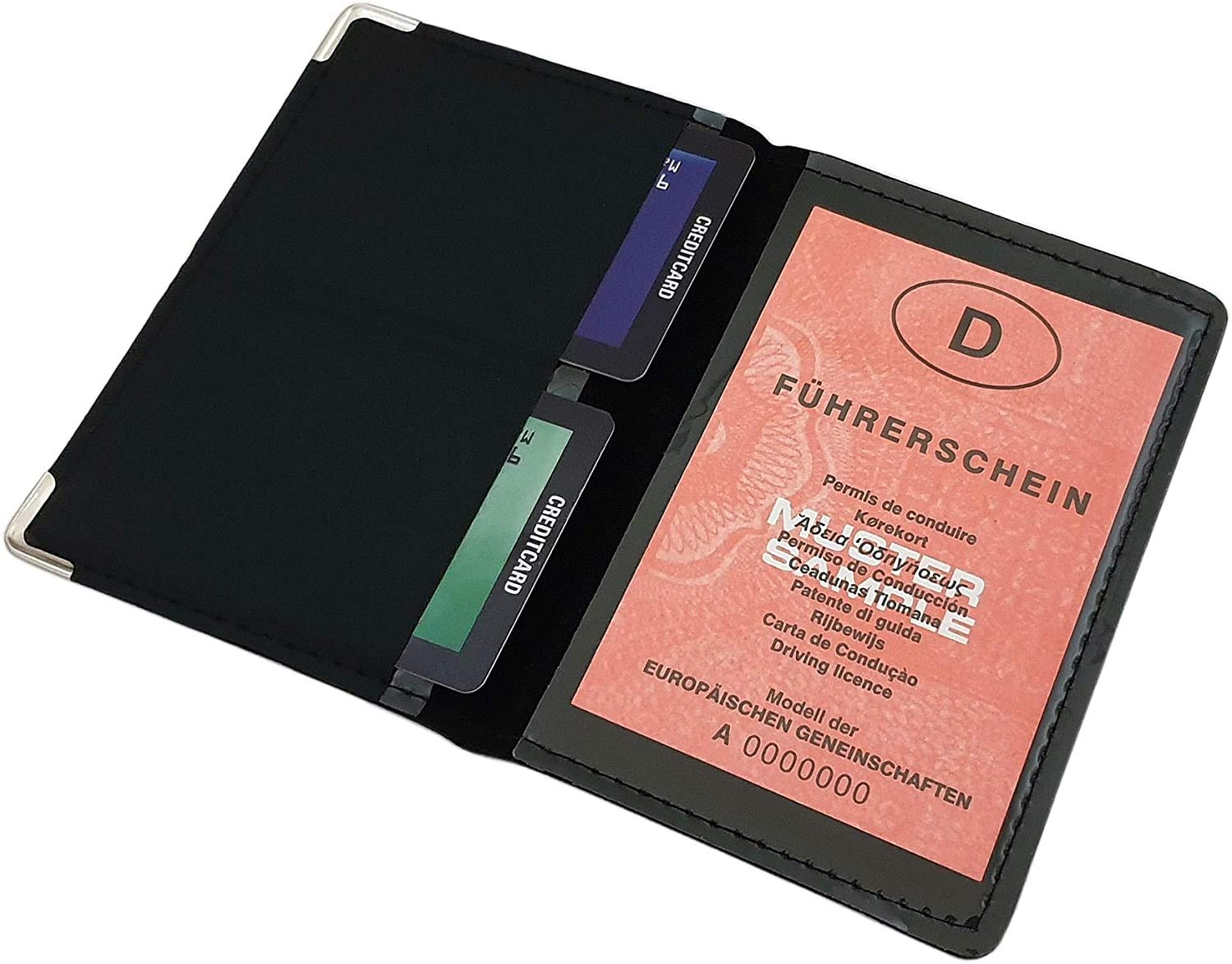 Etui na dowód osobisty / etui na dowód osobisty / etui na karty kredytowe / etui na karty z metalowymi narożnikami 4 przegródki w kolorze szarym, szary, Einheitsgröße, Simple