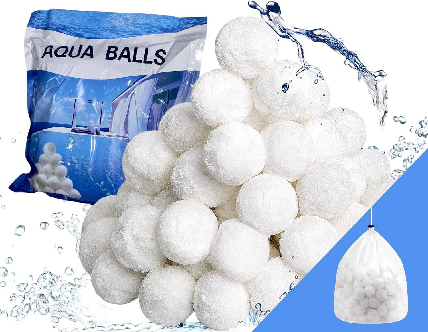 NUKLMEi 3.1lbs Pool Filter Balls, Reusable EcoFriendly