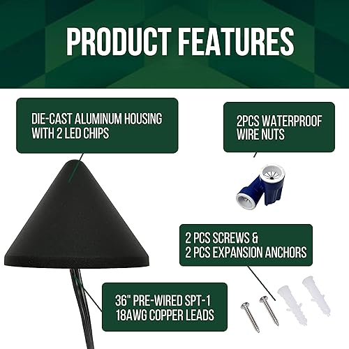 Miniatura 5 de GKOLED Luces LED de bajo voltaje de 12-24 V ACDC 2 W luz triangular para poste de paisaje clasificación para ubicación húmeda aluminio fundido a