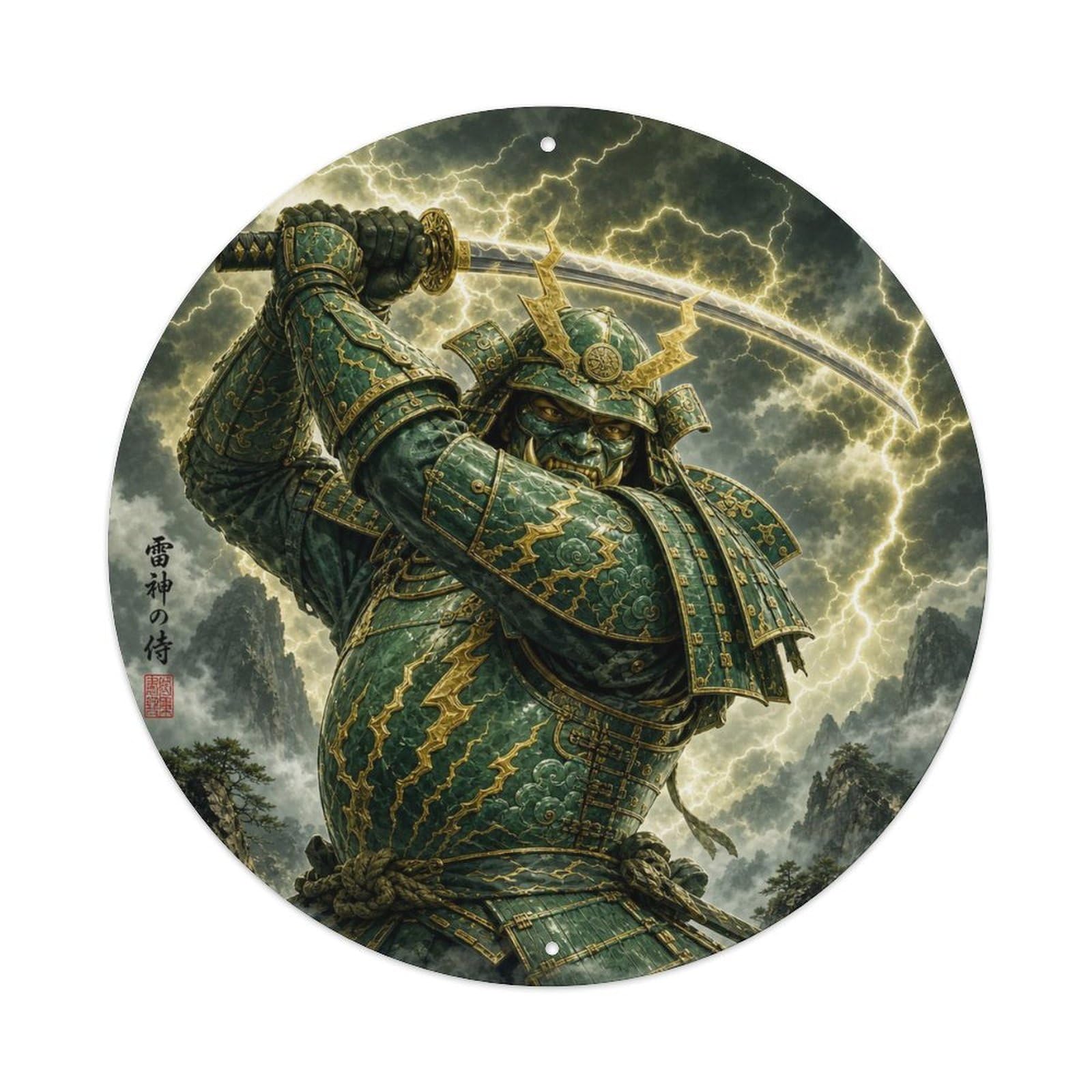 Olyhtr 8X8inch Classic Style Masked Jade Storm Overhead Strike Angle Katana Badge Metal Tin Sign