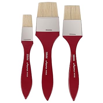 Arora Natural Hog Hair Flat Bristles Paint Brush Set of 1 inch, 1.5 Inch and 2 Inch for Oil and Acrylic Color Painting(Wood)