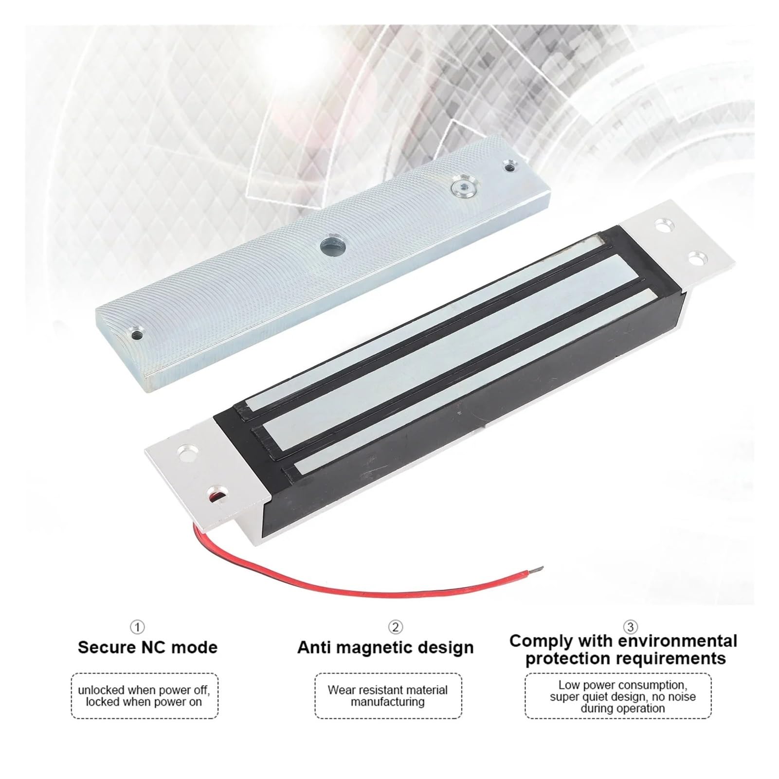 Zamek magnetyczny elektryczny DC12V 280kg/600Lbs Elektryczny Zamek Magnetyczny Siła Trzymania Elektromagnes Bezpieczny Tryb NC,dla bezpieczeństwa domu