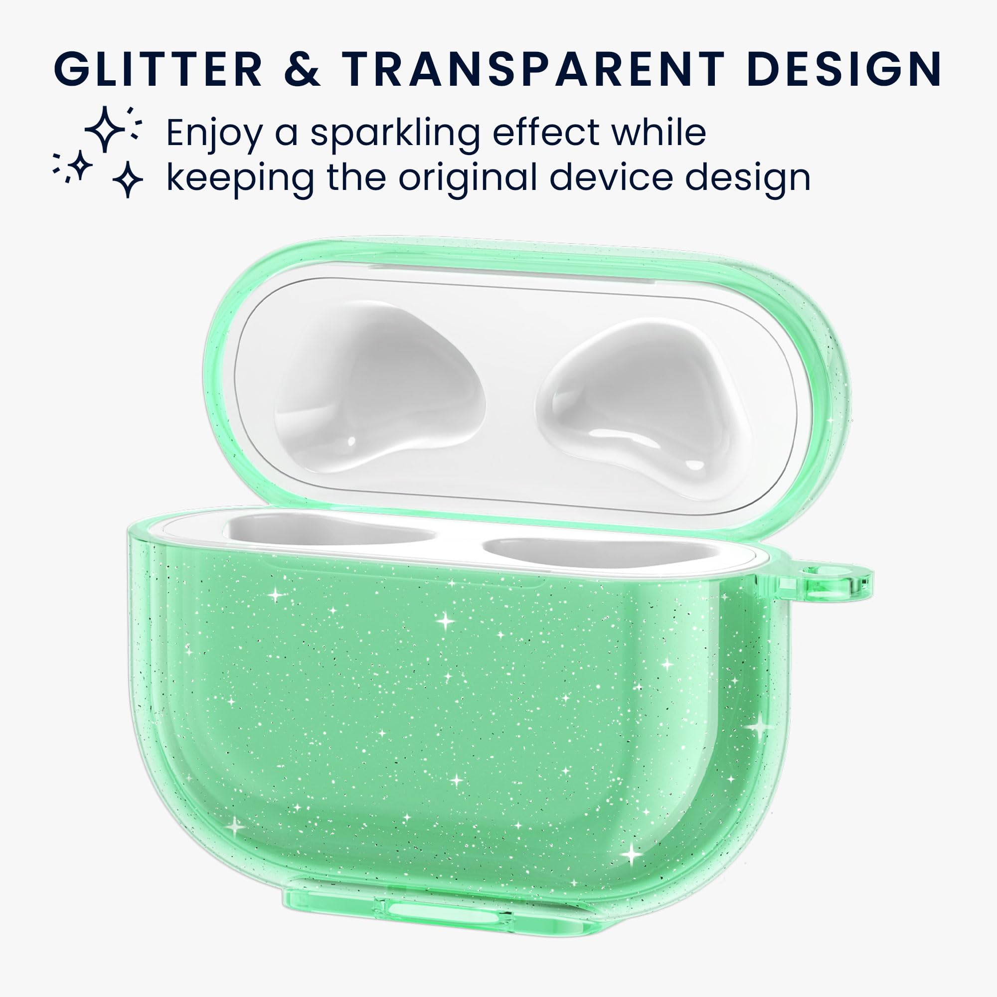 kwmobile Case Compatible with Apple AirPods 3 Cover - TPU Silicone - Wireless Headphones Case - Green/Transparent - Image 3