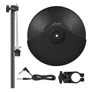Donner DED-200 Expansion Cymbal Kit with 12-inch Cymbals, Signal Cable, Rack Clamp, And More Stable Iron Metal Bracket.