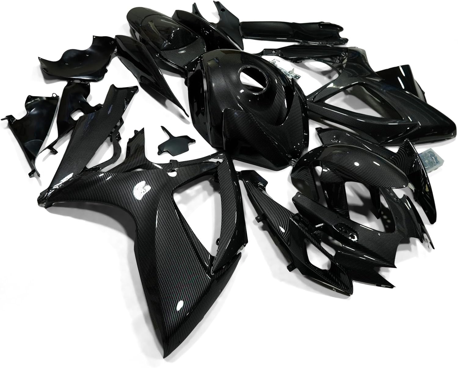ZXMOTO Full Carbon Fibre Painted Motorcycle Fairing Kit ABS Plastic Bodywork with Tank Fits for Suzuki GSXR 600/750 2006 2007 Fairings Set (Pieces/kit: 24)