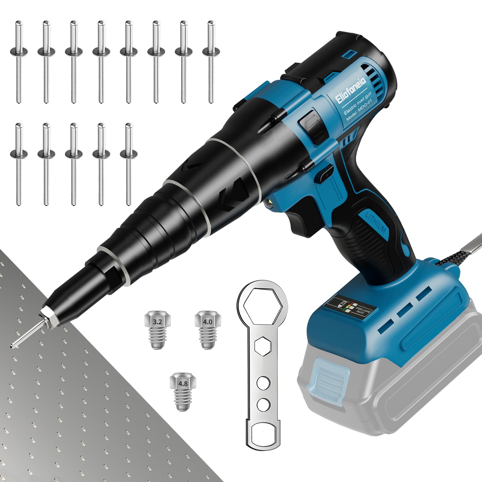 Pistolet à Riveter électrique Sans Fil Sans Balais Avec Lumière LED