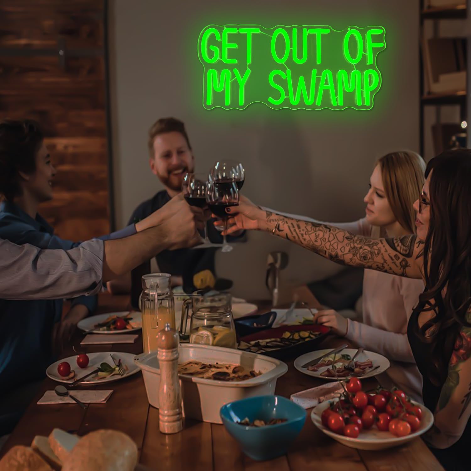 Get Out of My Swamp Neon Sign Green Led Signs for Bedroom Wall USB Funny Neon Lights for Home Theme Party Birthday Kids Room Decor