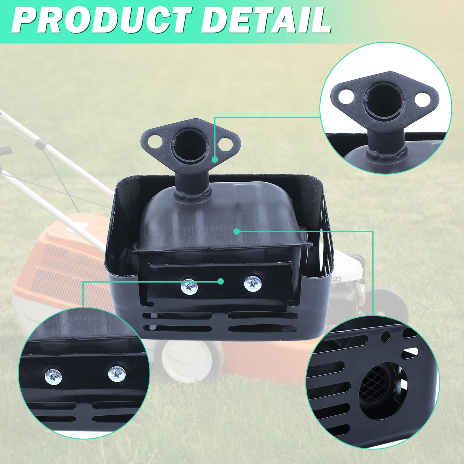 Silencieux Échappement pour Honda GX200 GX160 GX120 GX140, ADEFOL Echappement avec Tuyau + Joint + Bougie Pièces de Rechange Silencieux Moteur Accessoires