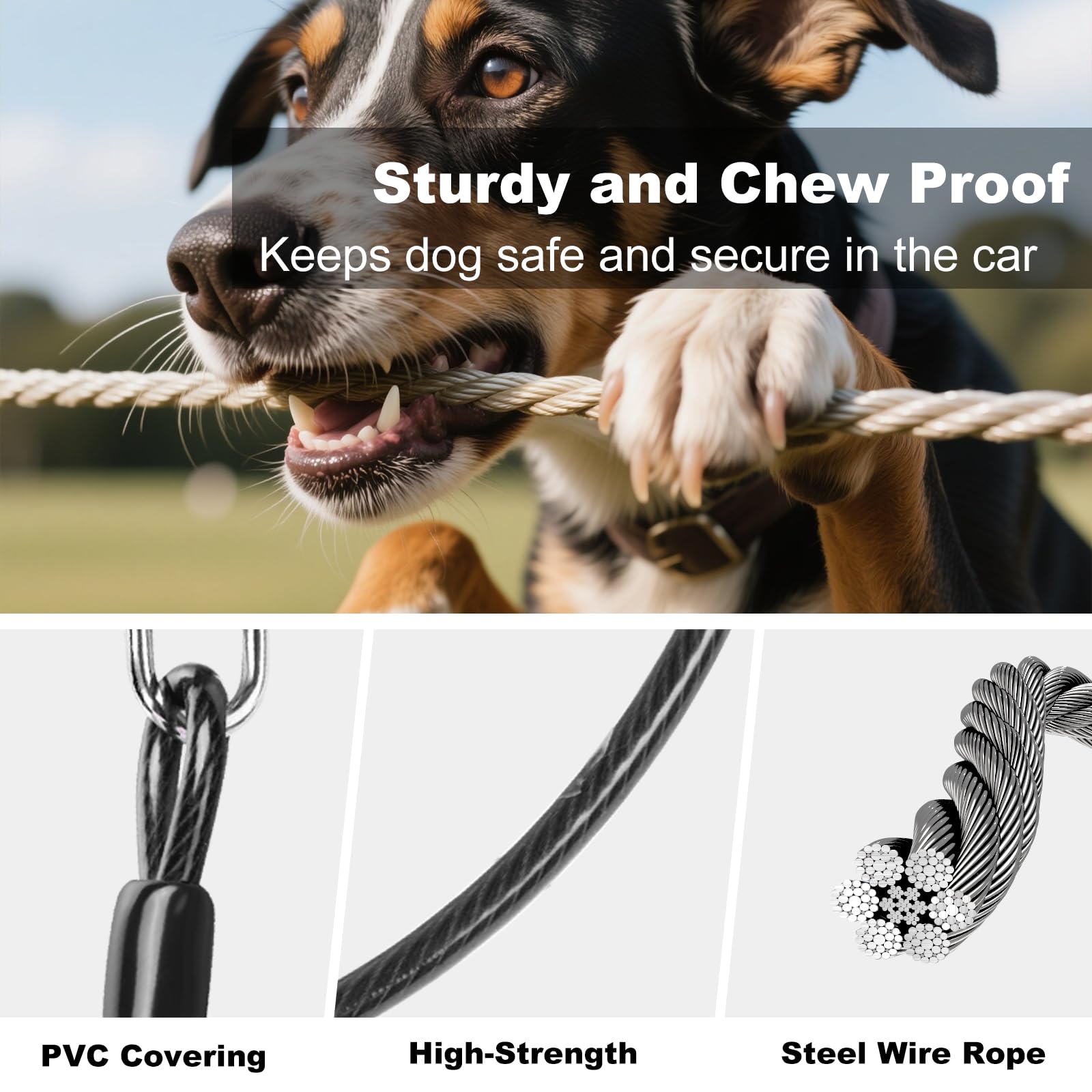 Dog Seat Belt for Car,Chew Proof Dog Car Seat Belt,2 in 1 Car Harness for Dogs Safety Seat Belt,Heavy Duty Pet Seat Belt for Medium & Large Dogs Chewer - image 2