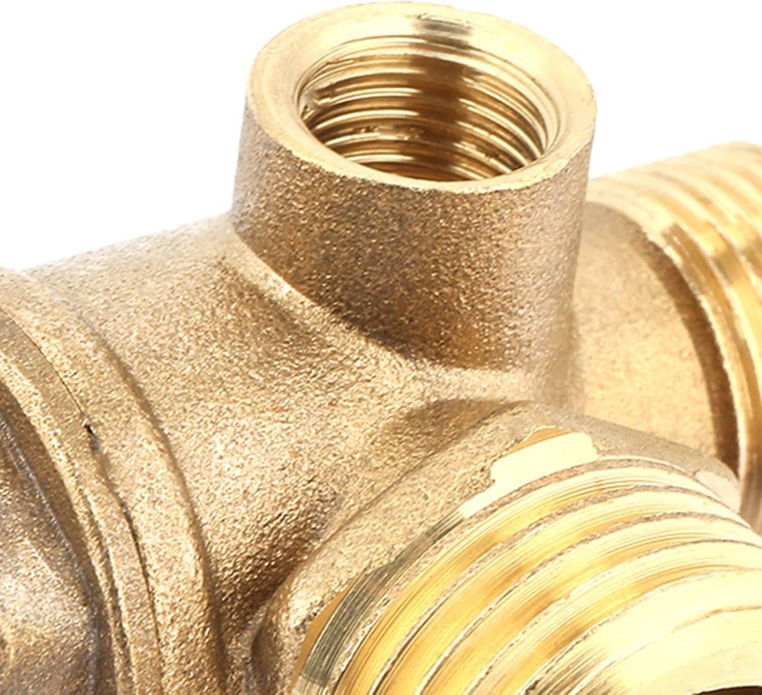 Respicefinem Air Compressor Check Valve 3-Way Brass Male Threaded Air Compressor Check Valve Tube Connector Tool Central Pneumatic Tool Replacement G1/8” G3/8” G1/2”