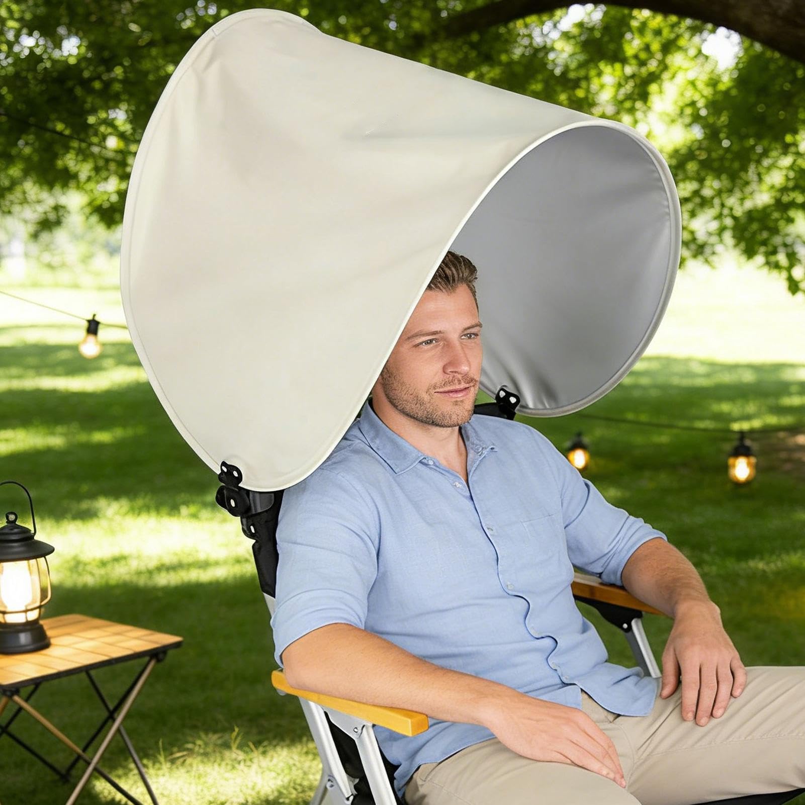 Chaise Parapluie - Parasol pliant réglable portable,Pare-soleil pour chaise de camping,pour extérieur, camping, patio, piscine, randonnée, kayak, bronzage, vacances, appuie-tête