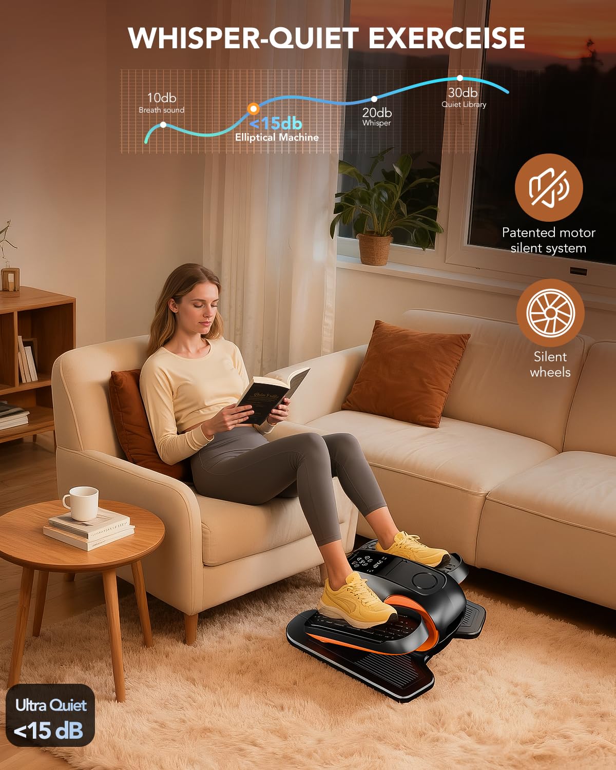 DamKee Under Desk Oval Exercise Machine Electric Oval Leg Exerciser Seen on TV 12 Speed Foot Exerciser for Seniors Portable Mini Seat Pedal Exerciser for Home Office Vertical