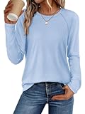 Long Sleeve Shirts for Women Fall Outfit 2025 Fashion Casual T Shirt Round Neck Basic Loose Tunic Tops