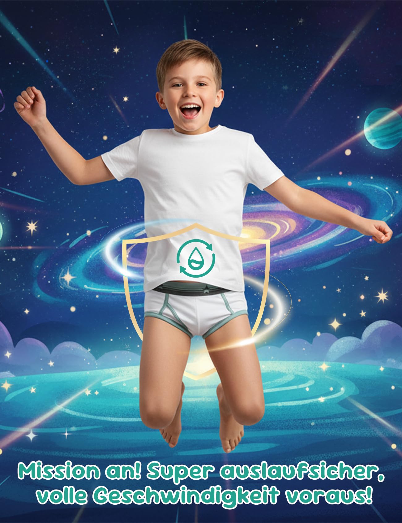 Carer 3er Pack Jungen Inkontinenzslip 60 ml Saugkraft Weiche Baumwoll-Unterwäsche bei leichter Inkontinenz Wiederverwendbar 122-128