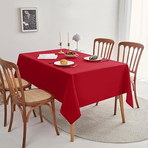 Miniatura 2 de Romanstile Mantel rectangular de Navidad, paquete de 4 unidades, 52 x 70 pulgadas, resistente a las manchas y a las arrugas, lavable, para mesa de