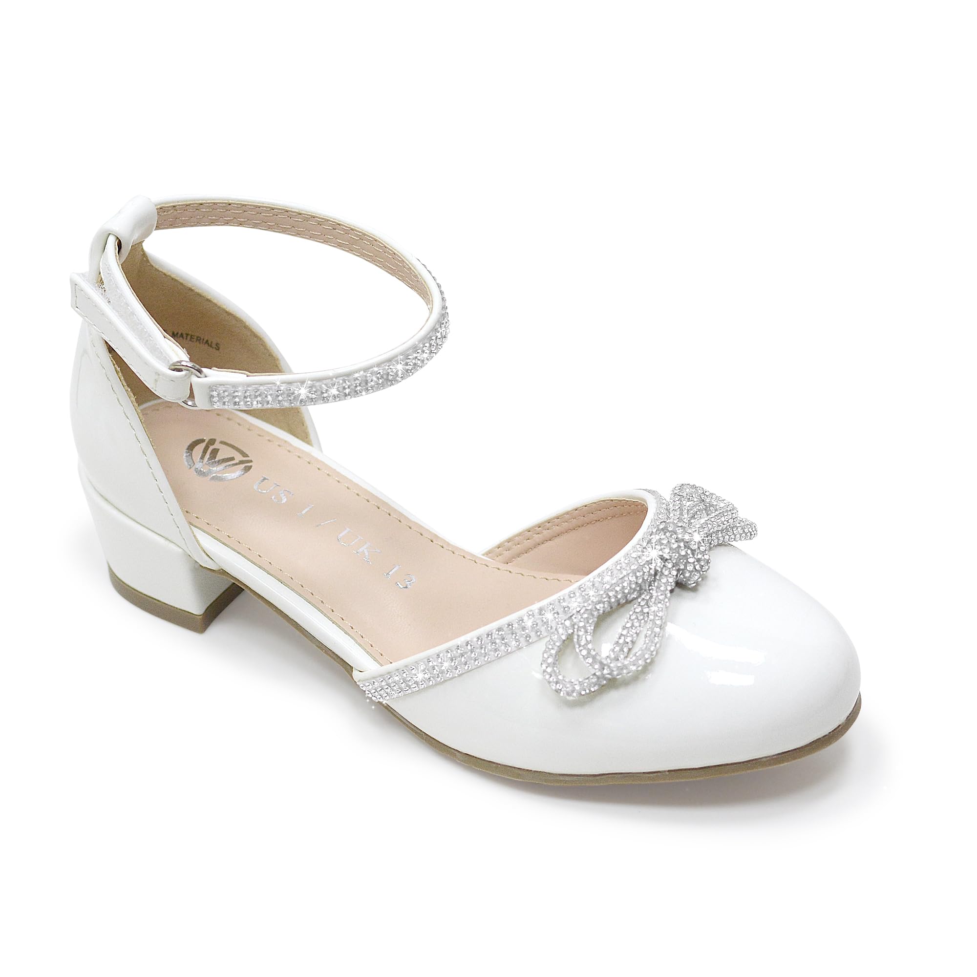 Snapklik.com : Girls Dress Shoes White Pumps Low Heel Sandals Flower