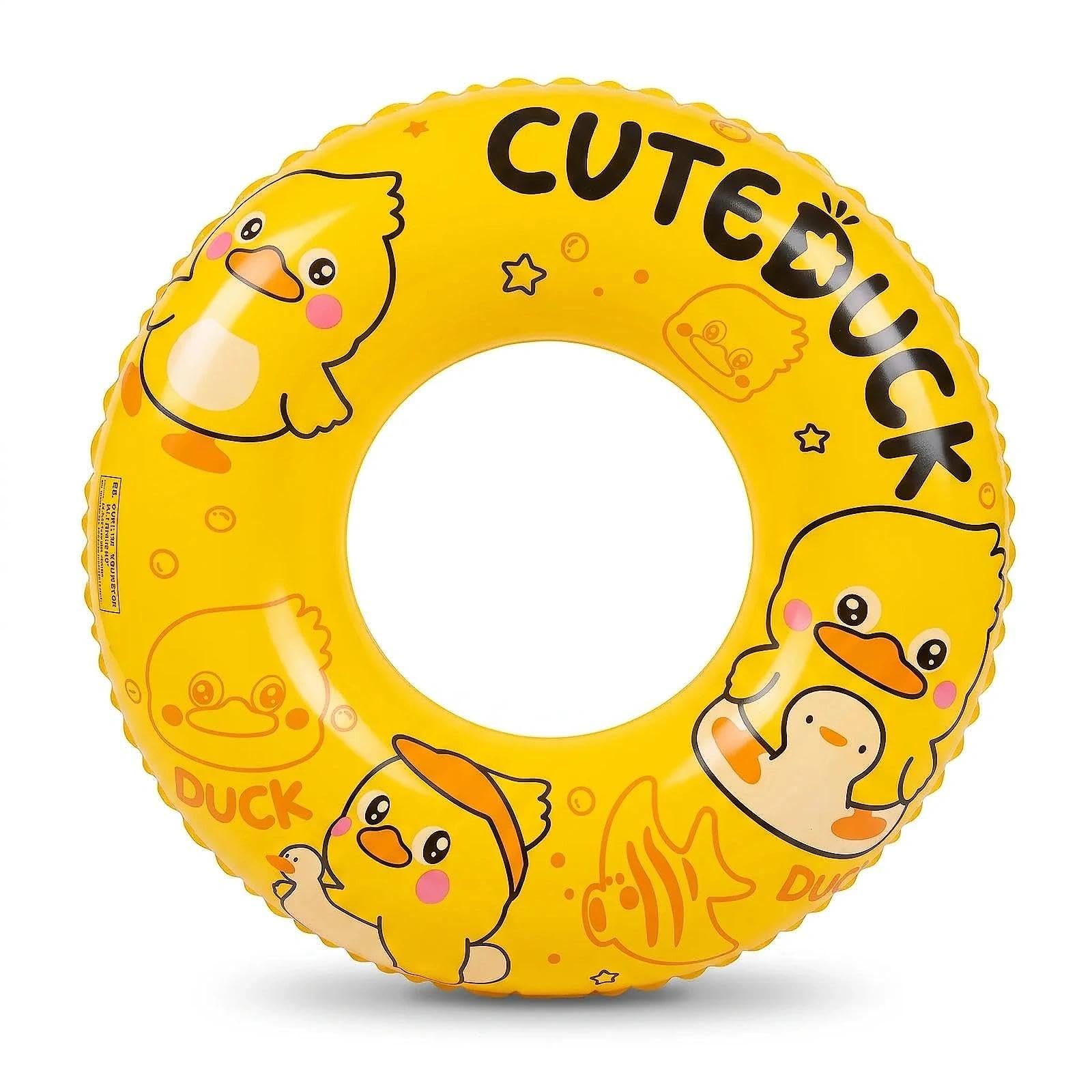 HUANYO Yellow Duck Inflatable Swimming Ring for Kids Adults, Circular Duck-Shaped Pool Float, Inflatable Pool Floats, Rubber Ring for Swimming, Swim Ring for Pool