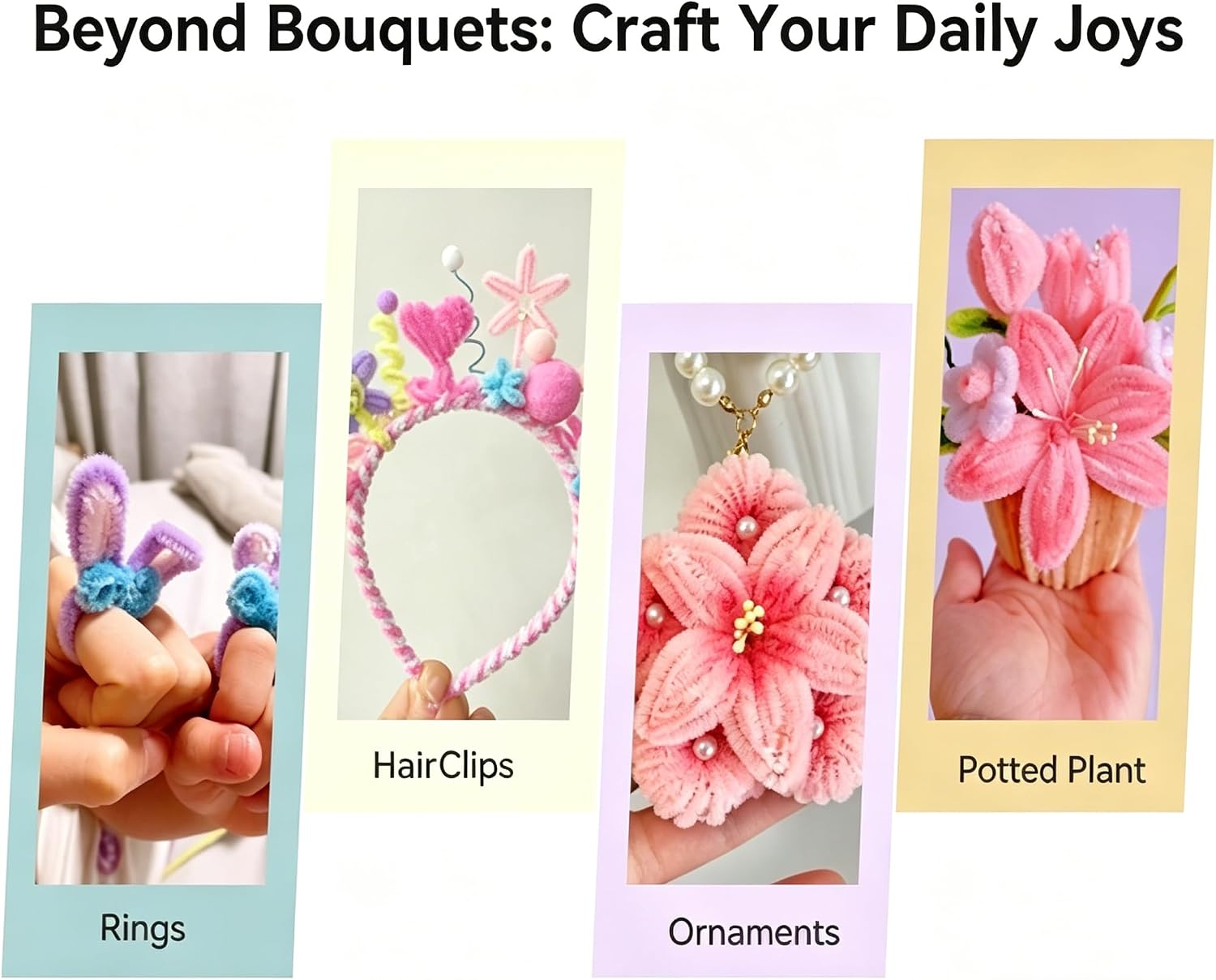 100 Pcs Solid Color Pipe Cleaners, 12 Inch 6mm Single Color Chenille Stems, Fuzzy Flexible Craft Pipe Cleaners, Bulk Art DIY Supplies , Flower Making, Holiday Decor & Handmade Projects(Milky White)