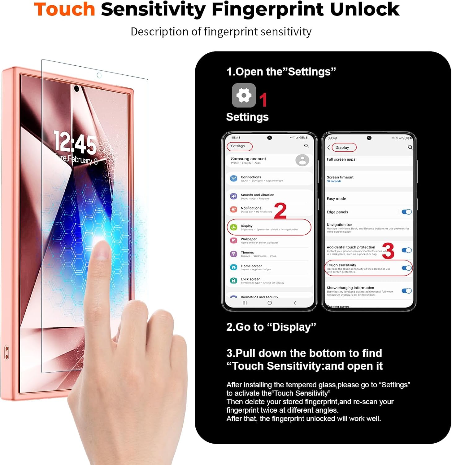 SUPFINE Magnetic for Samsung Galaxy S24 Ultra Case with Screen Protector, (Built-in Magnets) (Military Grade Drop Protection) Slim Translucent Shockproof Phone Case,Light Pink