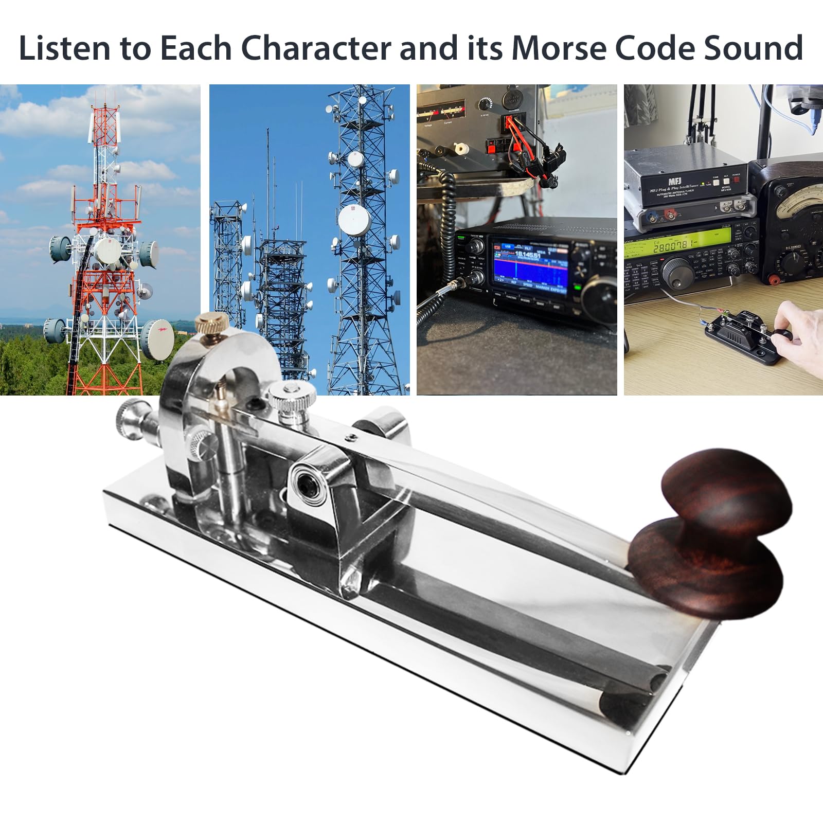 CW Telegraph Key - Chiave classica resistente con codice Morse, radio Ham Send Telegram Morse Code Key Practice Oscillator Chiave diritta con controllo del volume