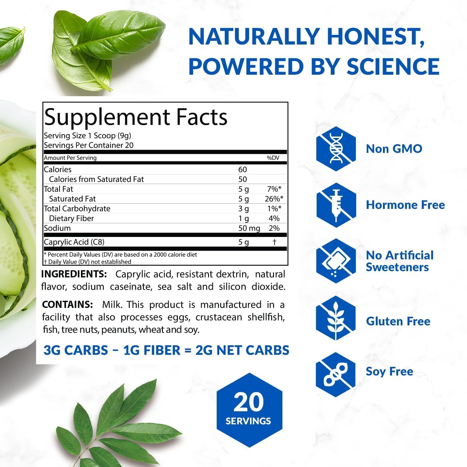 BioTrust Keto Elevate – C8 MCT Oil Powder – Ketogenic MCT Coffee Creamer, Keto Coffee Creamer – Clean Energy, Mental Focus & Clarity – 100% Caprylic Acid MCT Powder, Non-GMO (Unflavored, 40 Servings)