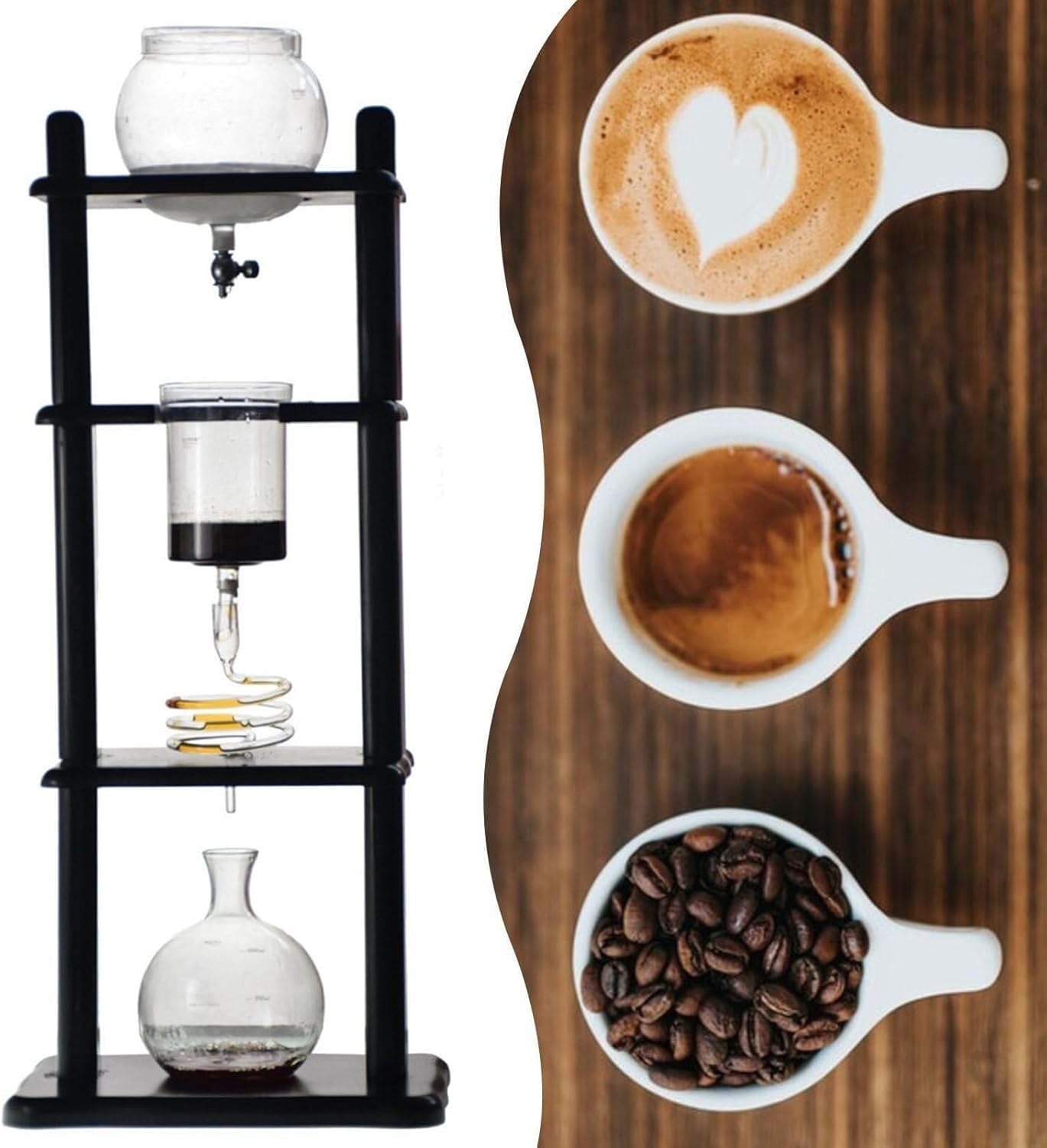 Cold Brew Coffee Maker Tower, Ice Drip Coffee Brewer with Adjustable Drip Speed, Borosilicate Glass for Office Commercial Use