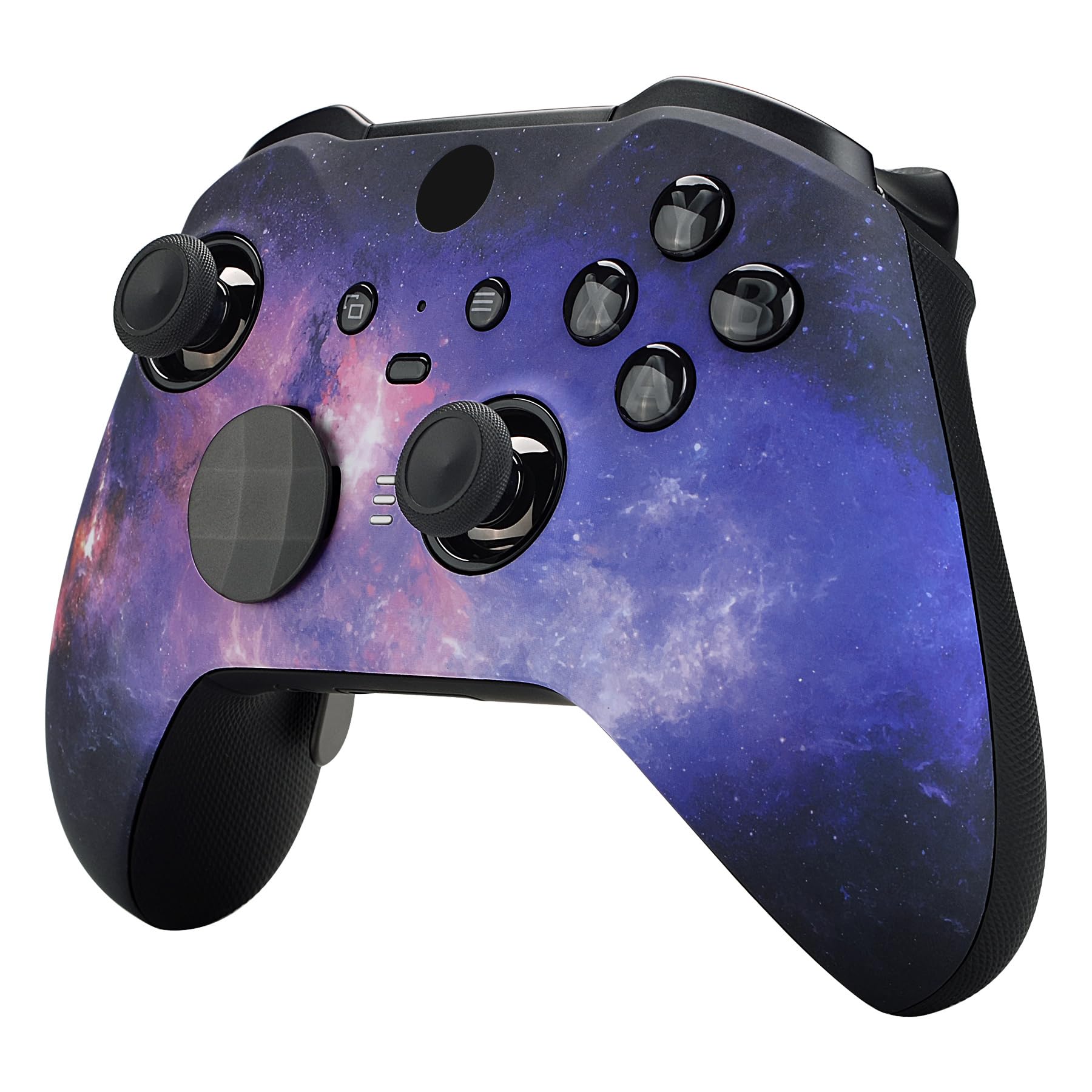 eXtremeRate Front Housing Shell for Xbox One Elite Series 2, Custom Faceplate with Accent Rings for Xbox Elite 2 Core Controller (Model 1797) - Nebula Galaxy