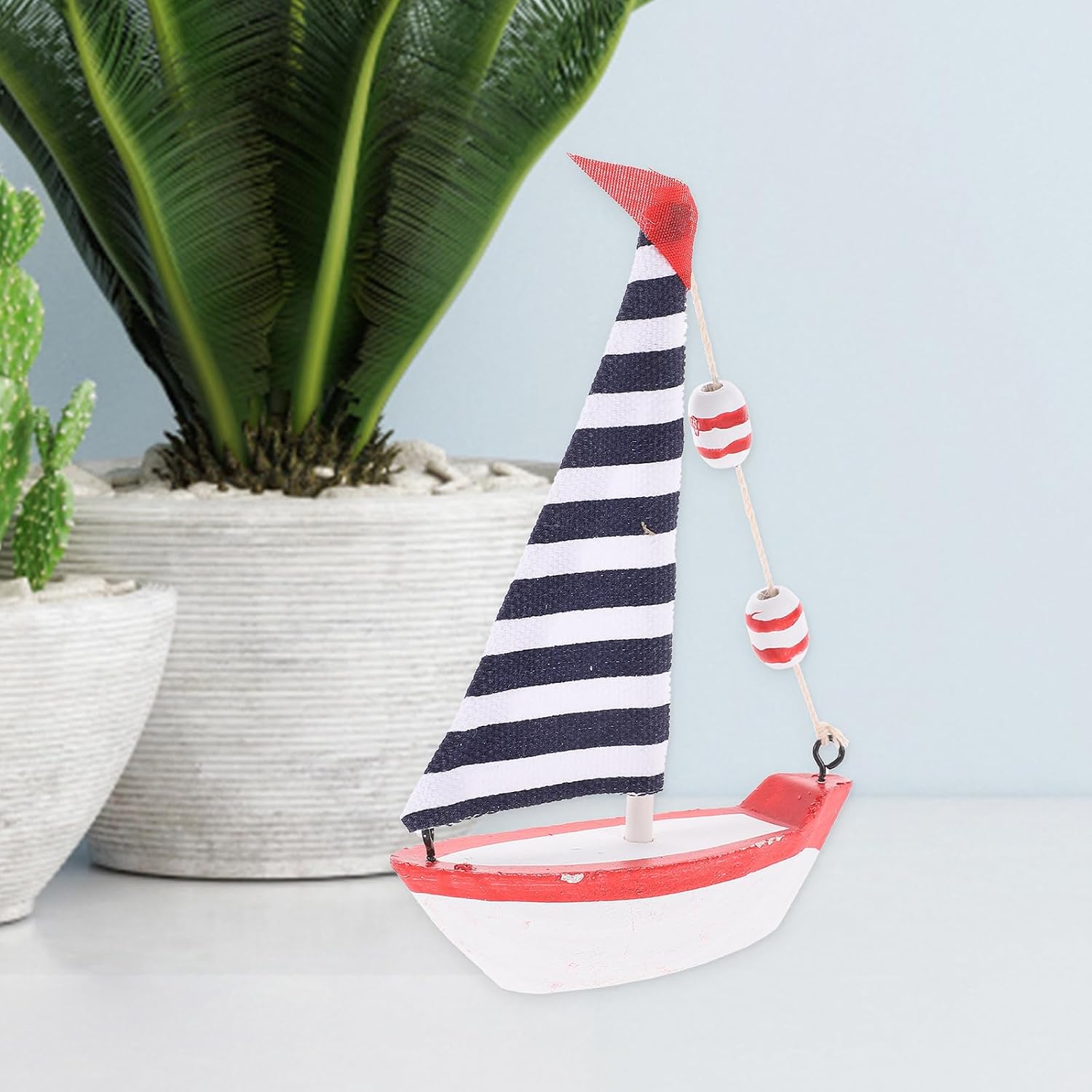 ARTIBETTER Mediterranean Style Resin Sailboat Ornament with Realistic Shape, Decorative Function for Living Room and Bedroom, Unique Coastal Home Decor Accent